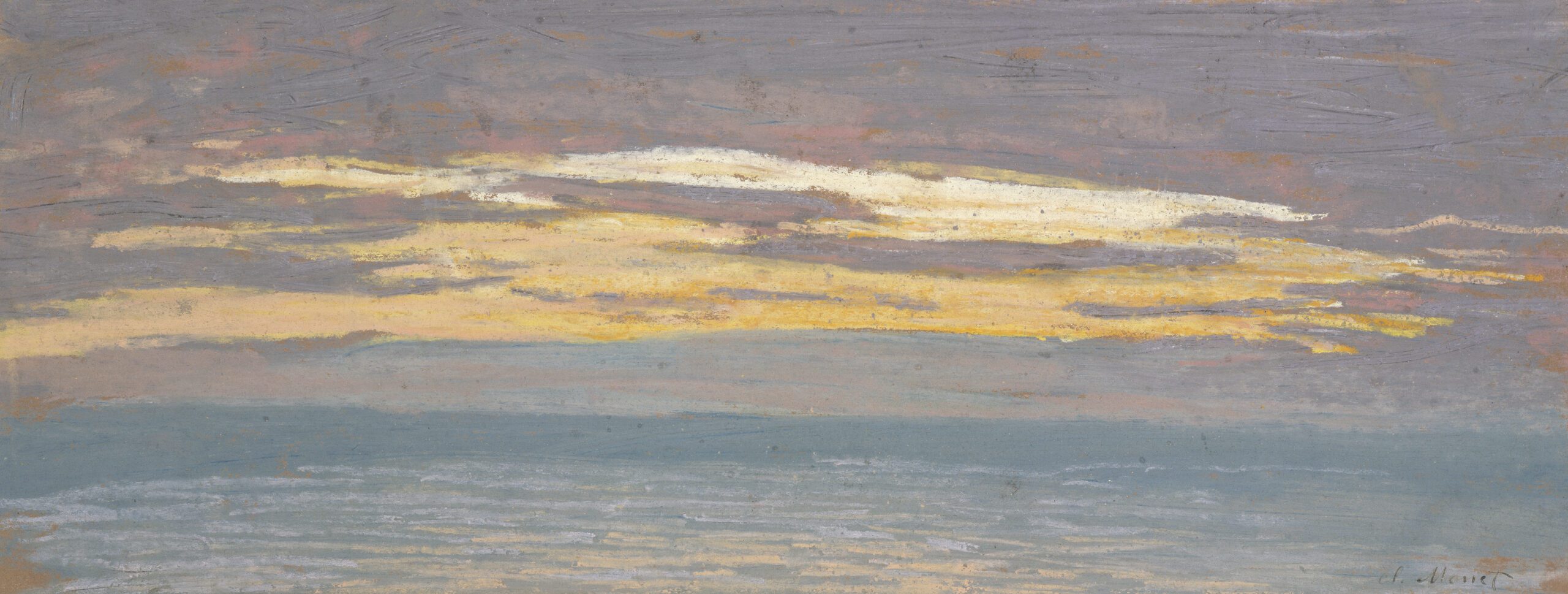 Claude Monet, View of the Sea at Sunset, about 1862 Pastel on paper, 15.3 x 40 cm Bequest of William P. Blake in memory of his sister, Anne Dehon Blake © Museum of Fine Arts, Boston (1)